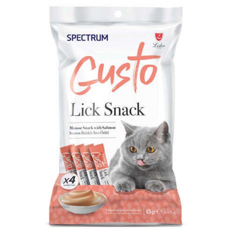 Spectrum Gusto Lick Snack Somon Balıklı Sıvı Kedi Ödülü (4x15 Gr)