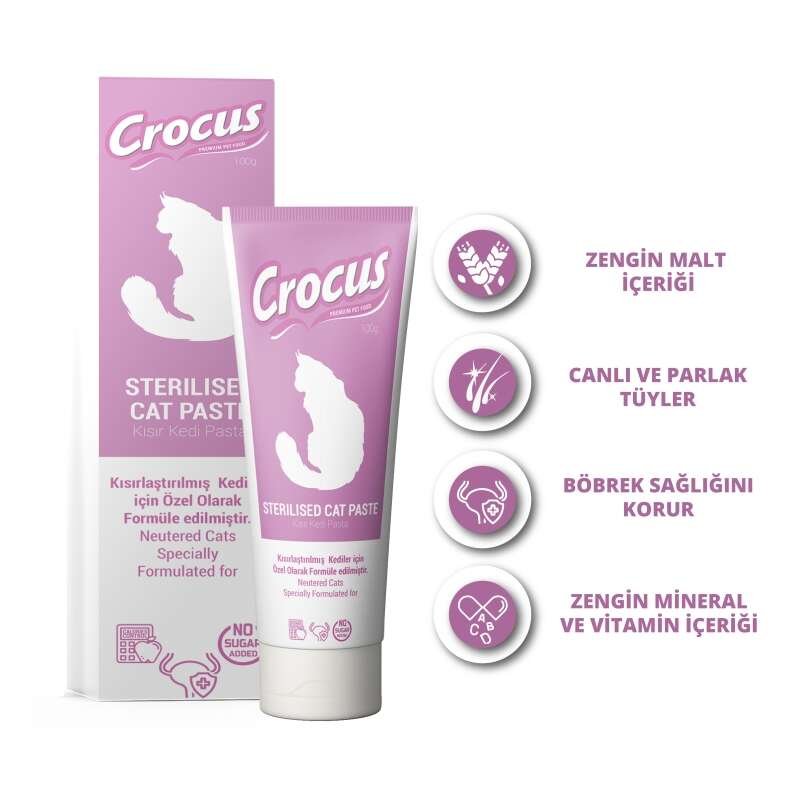 Crocus Sterilised Kısırlaştırılmış Malt Kedi Macunu 100 Gr