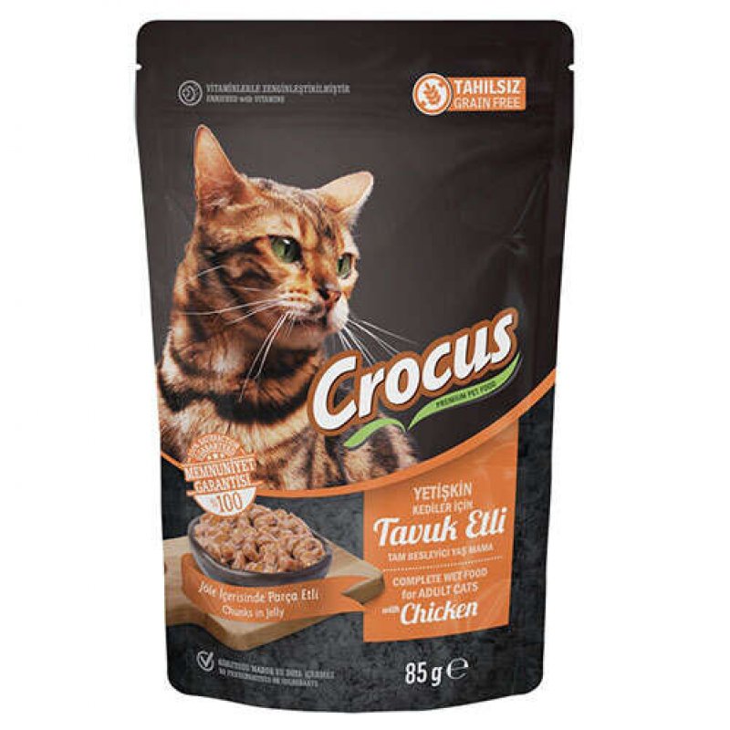 Crocus Pouch Tahılsız Tavuklu Jöleli Kedi Yaş Maması 85 Gr