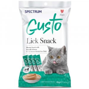 Spectrum Gusto Lick Snack Ton ve Somon Balıklı Sıvı Kedi Ödülü (4x15 Gr)